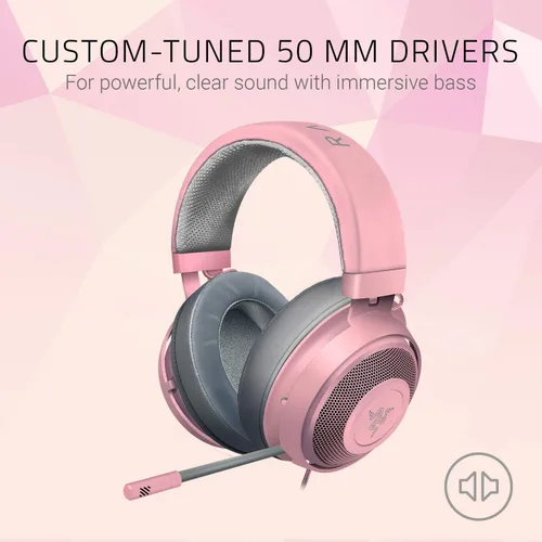 Vista 2 de Razer Kraken Gaming Headset + Base Station V2 Chroma Bundle Cuarzo Rosa