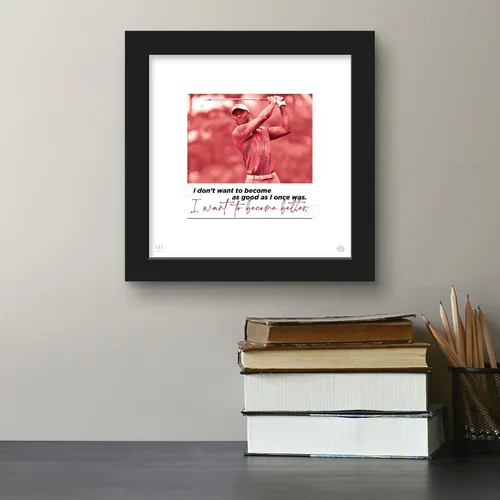 Vista 4 de Trends International Gallery Pops Tiger Woods - Arte de pared con frase Become Better, versión enmarcada negra, 12 x 12 pulgadas