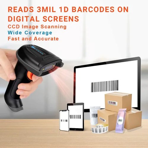 Vista 2 de Tera Escáner de código de barras inalámbrico Pro 1D 3 en 1 Bluetooth y 2.4G inalámbrico y USB con cable CCD inalámbrico de 2500 píxeles lector