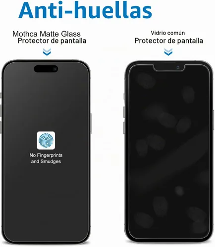 Vista 5 de Mothca Protector de pantalla de vidrio mate para iPhone 15 Pro (6.1 pulgadas), película transparente de vidrio templado antirreflejos y antihuellas