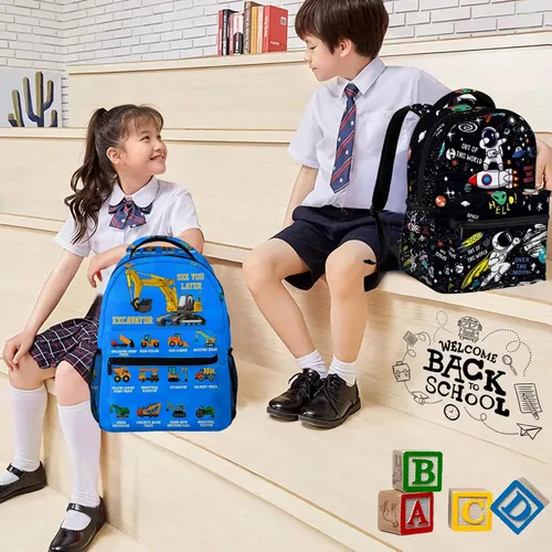 Vista 5 de BDHTYU Space Astronaut Rocket Mochila para niños y niños pequeños, mochila escolar con correa ajustable, impermeable, bolsa de libros de 16