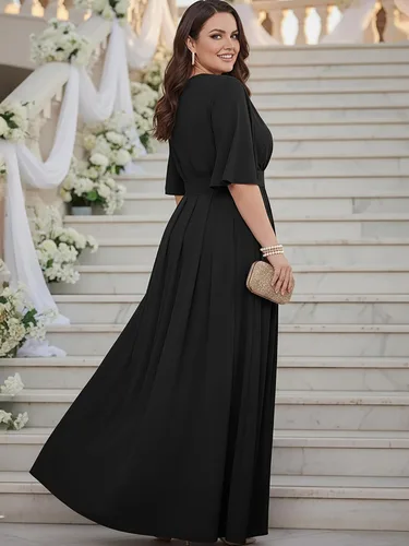 Vista 5 de KOH KOH Vestido largo plisado y modesto para mujer, para invitada de boda Negro