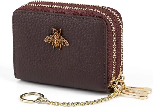 Vista 28 de imeetu Soporte para tarjetas de crédito RFID, cartera pequeña de cuero con cremallera para mujer