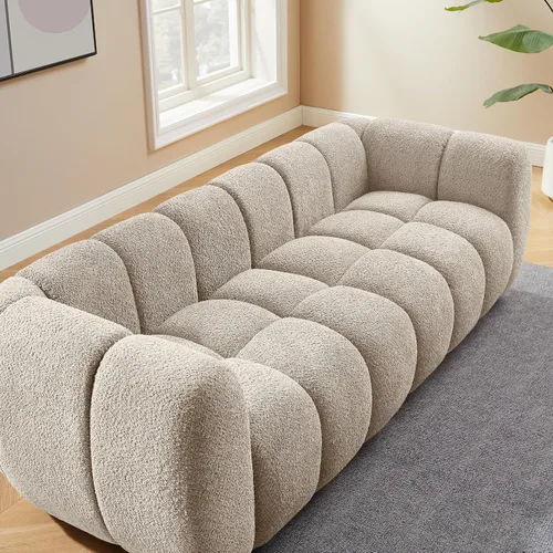 Vista 5 de VANOMi Sofá Boucle de Gran Tamaño de 88", Sofá Moderno Tapizado Acolchado Tipo Nube, Sofá Boucle de Asiento Profundo, Acogedor Sofá Moderno de 3