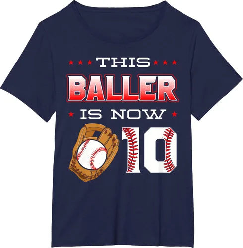 Vista 23 de This Baller Is Now 10 - Camiseta de béisbol para fiesta temática de cumpleaños número 10, Negro
