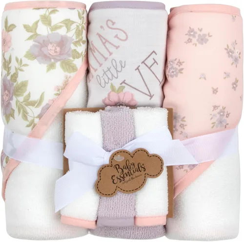 Vista 9 de Juego de 6 toallas de baño con capucha para bebés y niñas recién nacidos, bebés y niños pequeños, juego de toallas con capucha para bebés y niñas