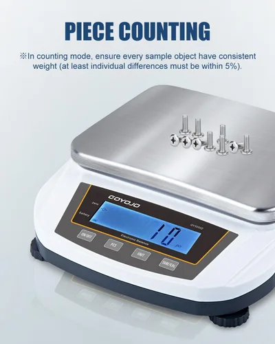 Vista 10 de GOYOJO Balanza analítica digital y escala de laboratorio, capacidad de 176.37 oz, precisión de 0.00 oz, acero inoxidable, multiunidad (g/oz/ct/lb)