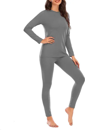 Vista 3 de American Trends Conjunto de ropa interior térmica para mujer, ropa interior larga con forro polar, parte superior e inferior, conjuntos térmicos