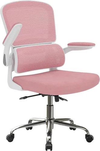 Vista 12 de Logicfox Silla de oficina ergonómica con soporte lumbar 2D adaptable y brazos abatibles, silla de escritorio de malla transpirable para aliviar