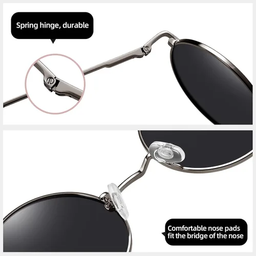 Vista 5 de MEETSUN Small Round Sunglasses Polarized for Men Women Retro Vintage Circle Hippie Sun Glasses UV400