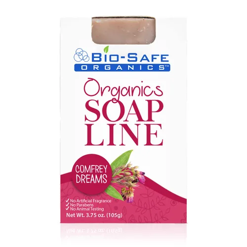 Vista 2 de Jabón corporal orgánico natural hecho a mano Comfrey Dreams con barra de champú con cártamo, palma y oliva para pieles sensibles Lujoso