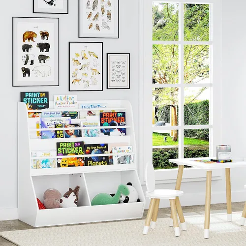 Vista 4 de UTEX Estantería para niños y almacenamiento de juguetes, organizador de almacenamiento de juguetes y estante para libros, soporte de exhibición