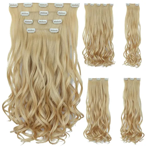 Vista 35 de Extensión de cabello negro oscuro, extensiones de cabello con clip de 22 pulgadas
