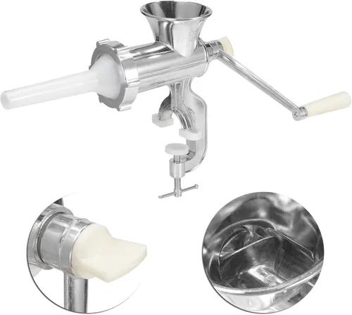Vista 8 de Picadora manual de carne, multifunción de aleación de aluminio, picadora de carne, picadora de salchichas, herramienta de cocina manual para uso