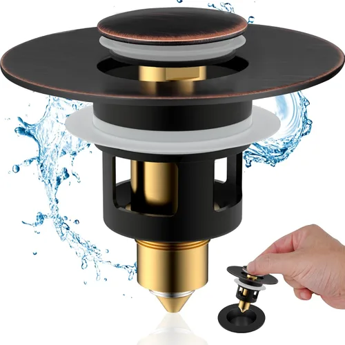 Vista 10 de Hibbent Paquete de 2 Tapones Universales de Todo Metal para Lavabo de Baño para Lavamanos de 1.1''~2.3'', Colador de Desagüe de Lavabo Emergente