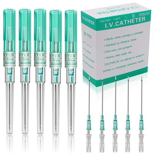 Vista 8 de Agujas de perforación de catéter 14G, 50 agujas de catéter intravenoso calibre 14, agujas huecas de acero inoxidable para oreja, nariz, labio