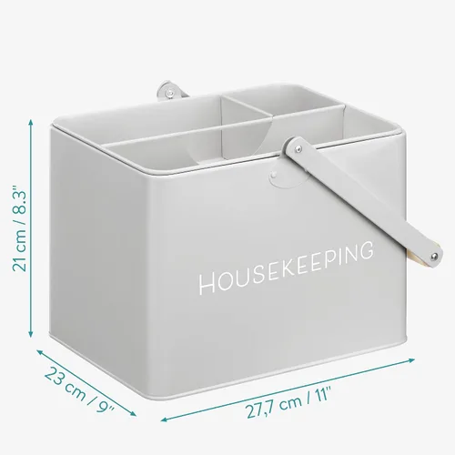 Vista 6 de Navaris Organizador de limpieza con asa – Caja organizadora de almacenamiento de productos de limpieza de metal para productos de limpieza