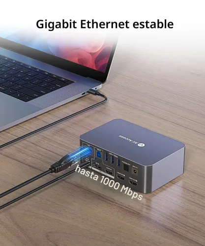Vista 6 de Conmutador KVM AV Access 2 Monitores 2 Computadoras con Ethernet, EDID, 4K@60Hz/2K@144Hz/1080P@240Hz, Estación de acoplamiento KVM de monitor dual