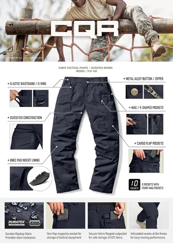 Vista 7 de CQR Pantalones tácticos tipo cargo para hombre tejido ripstop resistentes al agua ligeros EDC para artículos de uso diario para trabajo senderismo