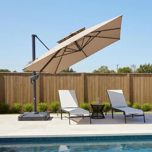 Vista 51 de PURPLE LEAF Sombrilla de Patio Voladiza de 10' x 13' para Exteriores con Base de 330 libras, Sombrilla Rectangular Grande Resistente al Viento