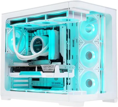 Vista 12 de SAMA V40 Mid Tower ATX Chasis – 6 × 120mm Ventiladores ARGB PWM Pre-Instalados, Paneles de Vidrio Templado Dual, Flujo de Aire Vertical, Diseño