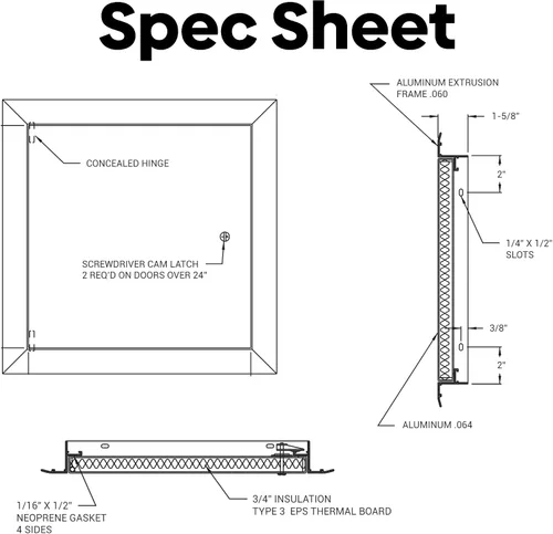 Vista 8 de Best AMZ-BA-LT-4000 - Puerta de acceso de aluminio aislada de 30 x 30 pulgadas, panel de acceso exterior ligero con junta de neopreno, resistente a