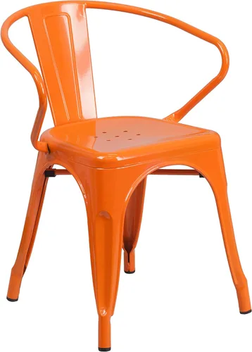 Vista 14 de Flash Furniture silla de metal con apoyabrazos, Metal, Negro