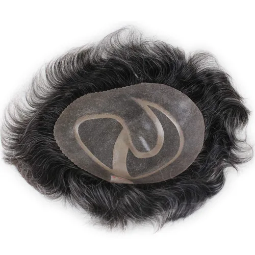 Vista 15 de Voloria Encaje francés de cabello humano real con piel fina PU para hombre Stock Toupee Hair Pieces #18