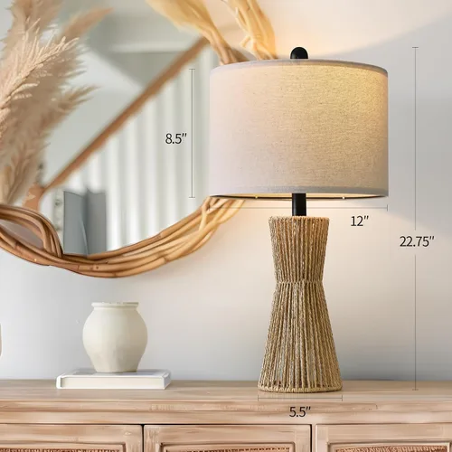 Vista 3 de OYEARS Lámparas de mesa de 22.5" para sala de estar, juego de 2 lámparas boho para dormitorios, lámpara de mesita de noche para veladores, lámpara