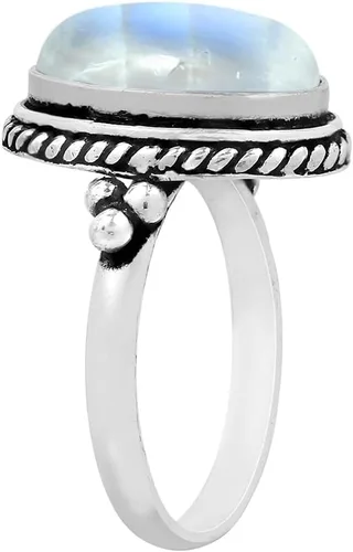 Vista 2 de Anillos de plata de ley chapados a mano para mujeres, anillo de piedra natal bohemia del suroeste, joyería para el día de la madre, regalos