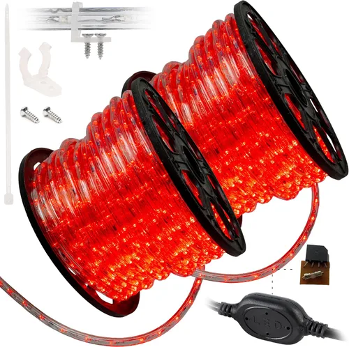 Vista 33 de Cuerda de luces LED de 10 pies, permanente, impermeable, conectable, flexible, con tubo de PVC transparente, certificado ETL, iluminación festiva