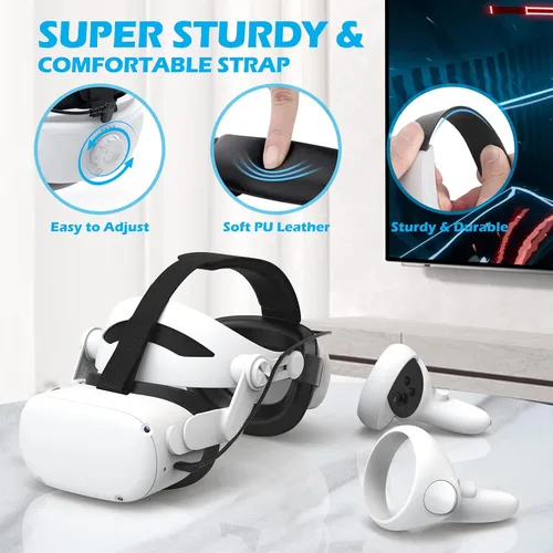 Vista 4 de Battery Head Strap Compatible with Quest 2 - YOGES 5000mAh Rechargable Adjustable Headstrap to Extend Playtime and Comfort for VR Headset, Super