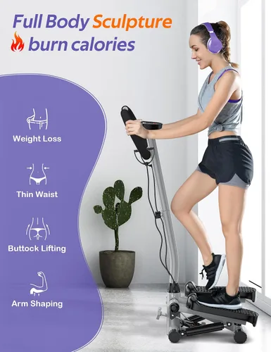 Vista 8 de Mini Stepper with Handlebar for Exercise, 330lbs Stair Climber Machine