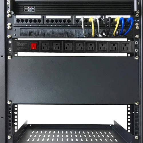Vista 7 de BTU Regleta protectora contra sobretensiones para montaje en bastidor, 8 salidas en ángulo recto de gran espacio, regleta de alimentación montable