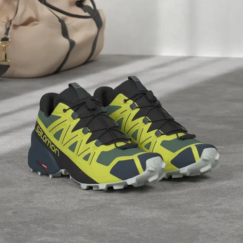 Vista 3 de Salomon Speedcross 5 GTX - Zapatos para correr en montaña para hombre Verde pato/Negro/Onagra
