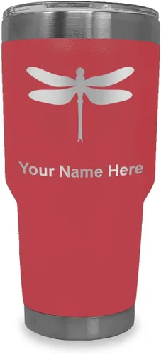 Vista 38 de LaserGram Vaso aislado al vacío de 20 onzas, libélula, grabado personalizado incluido (negro)