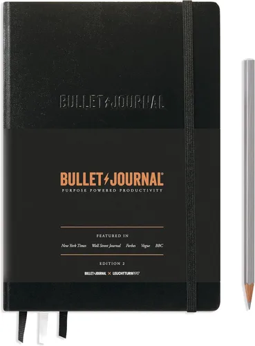 Vista 4 de LEUCHTTURM1917 The Official Bullet Journal Edition 2 - Cuaderno construido para BuJo, tamaño mediano A5 204 páginas de papel de 4.23 oz/m², con guía