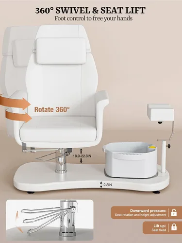 Vista 3 de OKAKOPA Silla de pedicura sin fontanería para tecnología de uñas, estación de pedicura portátil con soporte de pedicura y cuencos, silla de spa