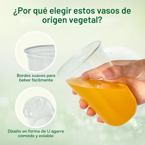 Vista 5 de Vplus - Vasos fríos de plástico transparente compostables de 16 onzas 16oz-Clear