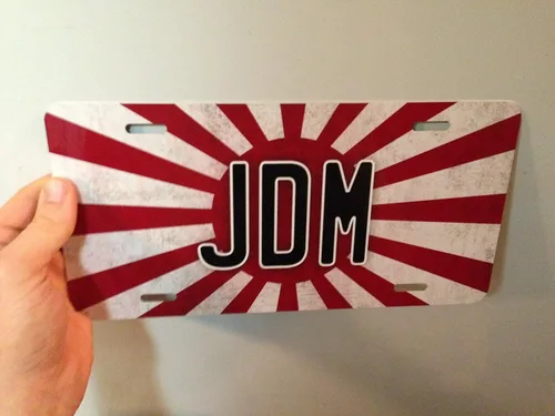Vista 3 de Placa de matrícula de bandera japonesa JDM Rising Sun Auto Tag Vintage Grunge