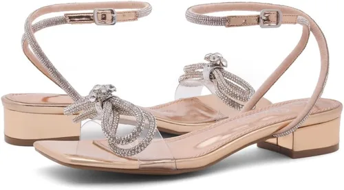 Vista 7 de Shoe Land SL-Melinda - Sandalias de tacón bajo para mujer, con puntera abierta, correa al tobillo, sandalias clásicas de tacón corto grueso