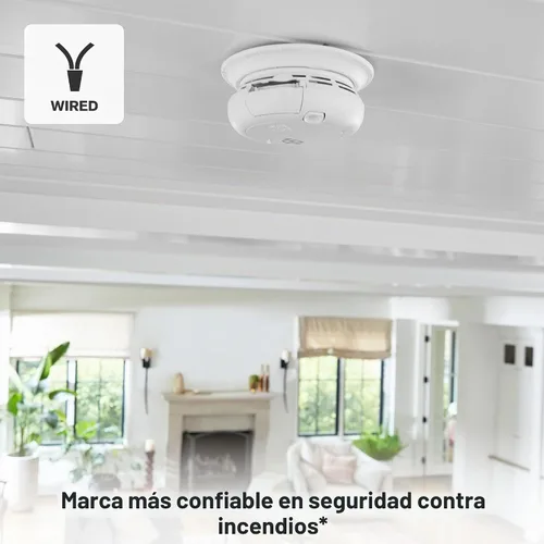 Vista 4 de First Alert Alarma Combinada de Humo y Monóxido de Carbono, Detector Interconectado con Cable y Respaldo de Batería con Alertas de Voz y Ubicación