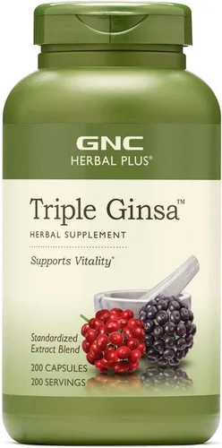 Vista 3 de GNC Suplemento de triple ginsa Herbal Plus, apoya la vitalidad, 100 porciones Combina extractos de raíz de ginseng de Panax, americano