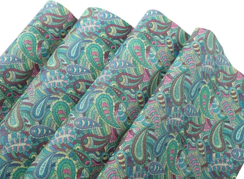 Vista 2 de Picheng Hojas de piel sintética de flores de cachemira: Rollos de piel sintética de cachemira de anacardo de 13.8 x 53 pulgadas (13.8 in x 53.1 in)