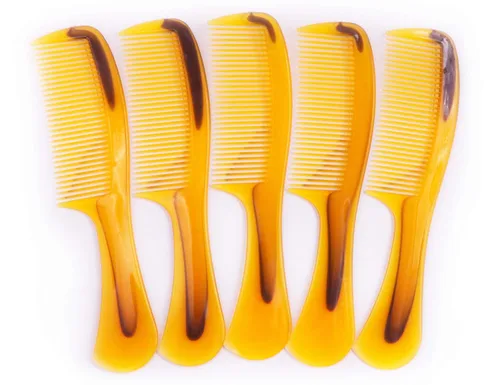 Vista 8 de LBY Peine para el cabello, paquete de 5 unidades, 16 cm (6.3"), peine de mango redondo, peine para el cuidado del cabello, plástico, amarillo