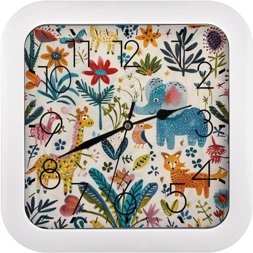 Vista 21 de 10" Square Modern Wall Clock,Animal Patterns Print Kitchen Clocks Wall Battery Operated,Silent Non Ticking Unique Funny Cute Wall Clock for Living