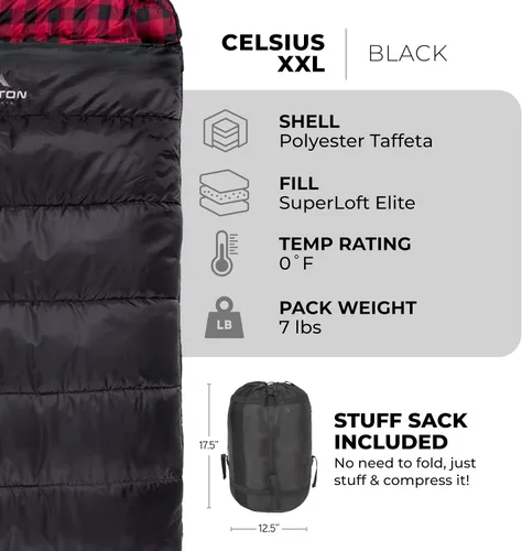 Vista 3 de Teton Celsius XXL Sleeping Bag, Cold Weather Sleeping Bags for Adults and Kids, Camping Made Easy and Warm. Compression Sack Included