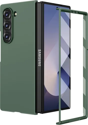 Vista 24 de Ruky Funda para Samsung Galaxy Z Fold 5, cubierta de cuerpo completo con protector de pantalla integrado, soporte de carga inalámbrica de PC duro