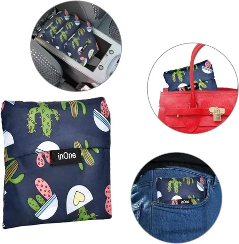 Vista 5 de inOne Bolsas de comestibles reutilizables Bolsas de compras plegables portátiles con bolsa