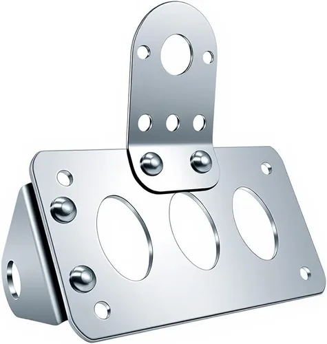 Vista 4 de Soporte de placa de matrícula cromado para motocicletas, montaje lateral, compatible con Harley Davidson Bobber Chopper, Honda, Yamaha, Suzuki